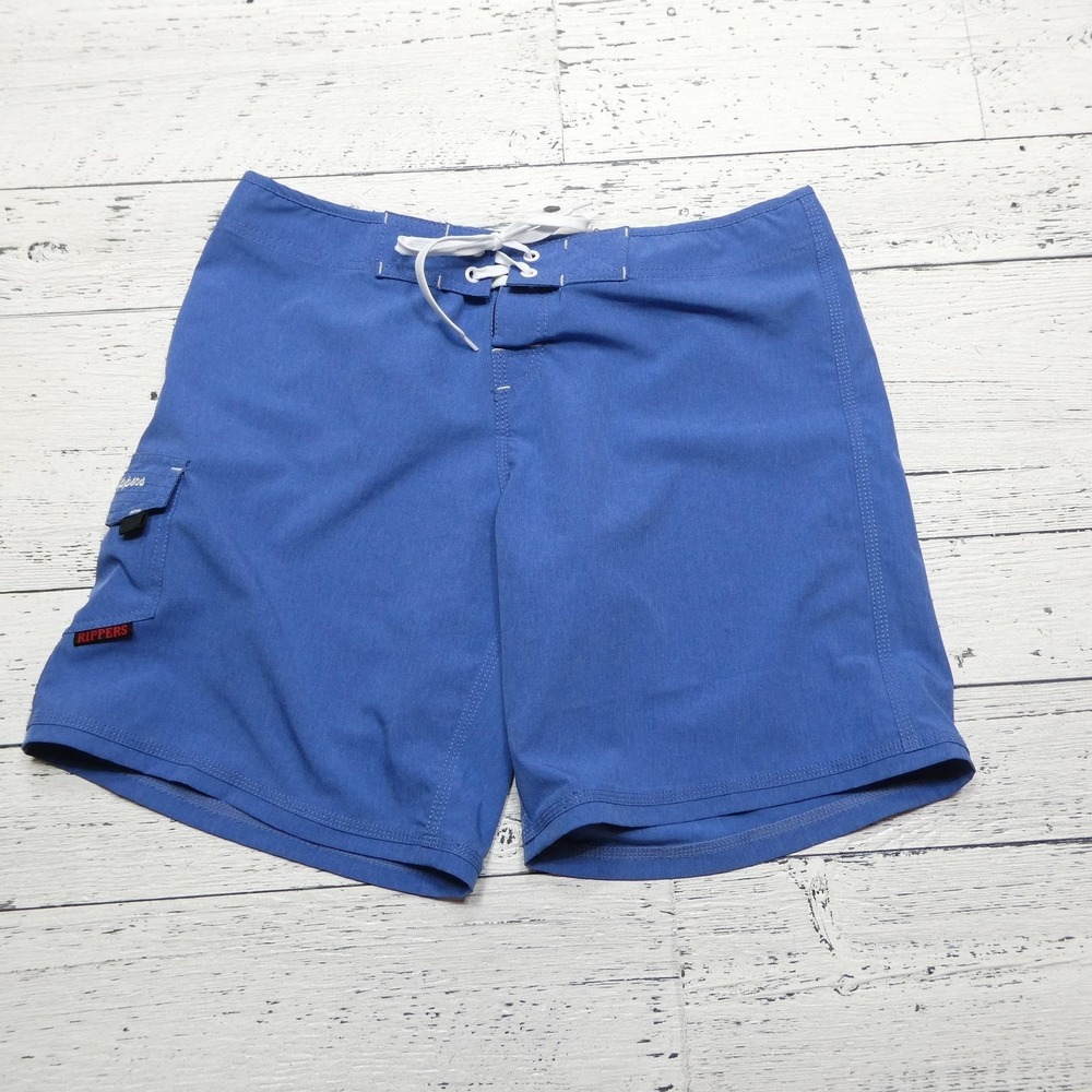 Maui Rippers Board Shorts Womens Size 12 Blue Swim Trunks Polyester Spandex Surf